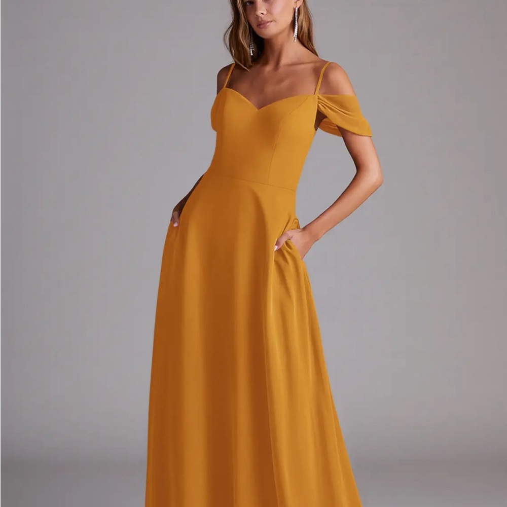 Elegant Marigold Off-Shoulder Dress